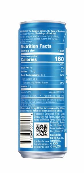 Red Bull Sea Blue Edition Energy Drink Juneberry Flavor 24 Pack - 12 Fl Oz Cans