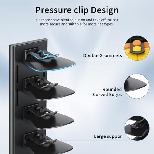 Enwokran Black Hat Organizer for Baseball Caps 2 Pack Wall & Door Mount Storage Rack