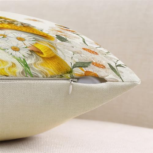 MODOVOS Spring Summer Floral Daisy Gnomes Throw Pillow Covers Set of 4