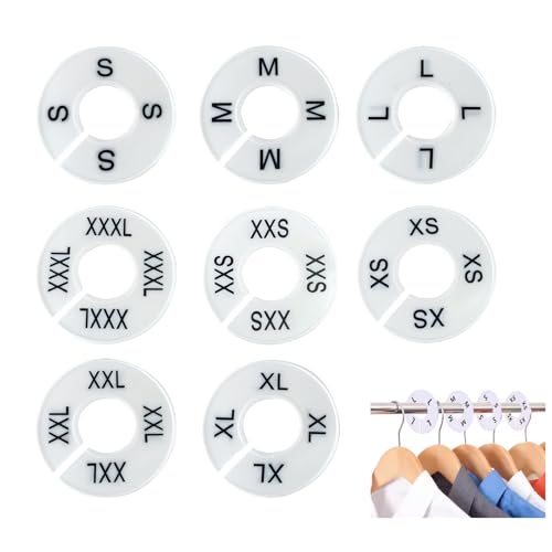 BRBASAP White Round Clothing Size Rings - 8 Pack Closet Dividers