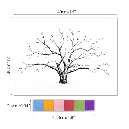 Wedding Fingerprint Guest Book - 12x16 Inch Canvas Tree Art with Ink Pads