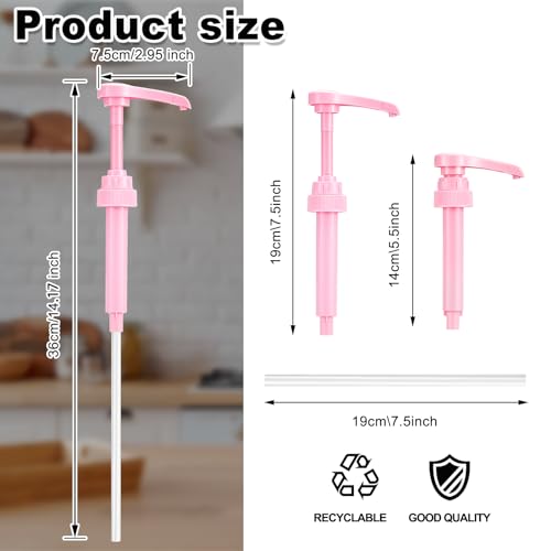 Patelai 5 Pcs Syrup Pumps for 750ml Bottles - Pink Leak Proof Dispenser