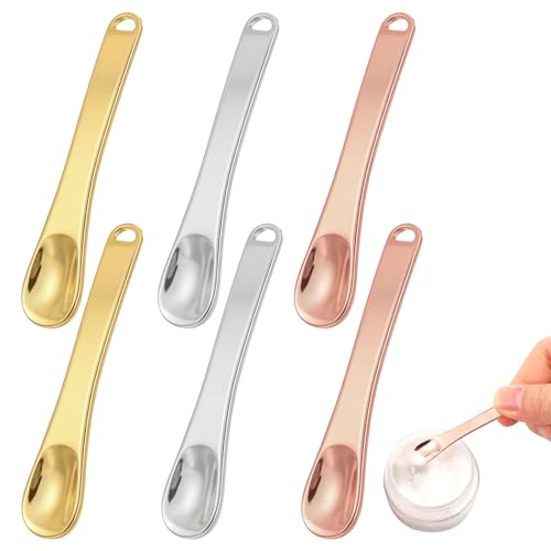 Styquenzer 6 Pcs Mini Metal Makeup Spatula Set Reusable Cosmetic Spatulas