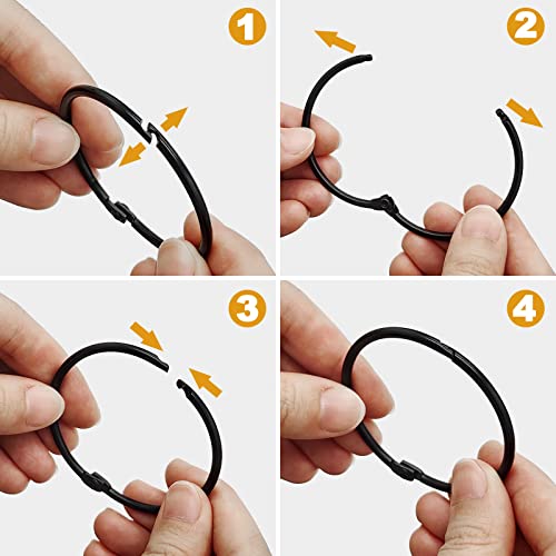 LULARINE Black 24 Pack Shower Curtain Hooks Rings - Rustproof Metal, Easy Glide, 2-Inch Inner Diameter