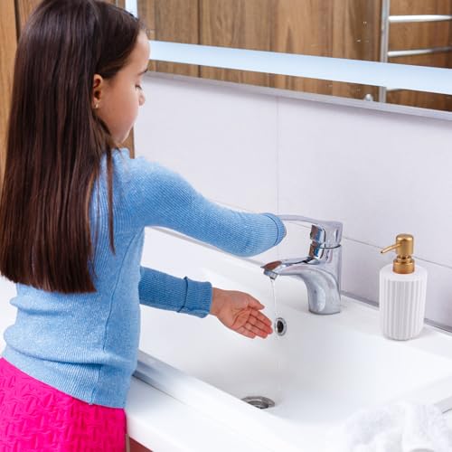 White Ceramic Bathroom & Shower Dispenser, 300ml Multi-Use Soap & Lotion Bottle