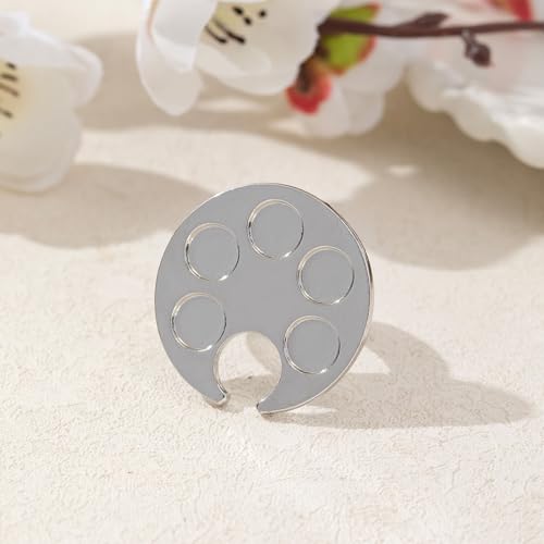 ANNUP 4 Pack Metal Nail Art Palette Finger Rings for Polish Mixing