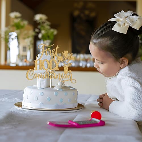 Gold Glitter First Holy Communion Cake Topper - Mi Primera Comunion