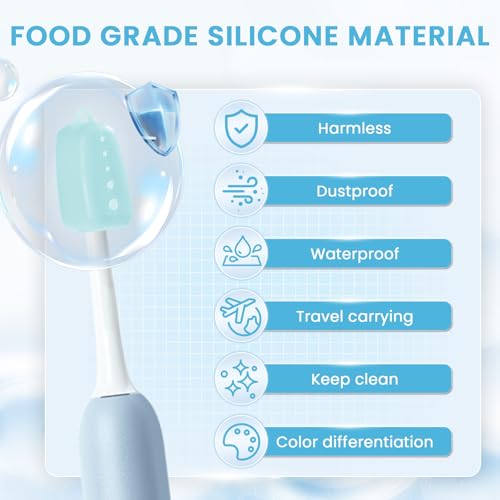 Lapfoon Silicone Toothbrush Covers 6 Pack - Portable Travel Cap for Electric and Manual Toothbrush Heads