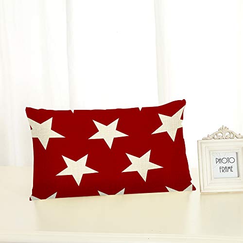 Red Stars Galaxy Throw Pillow Cover - 20x12 Inch Decorative Case