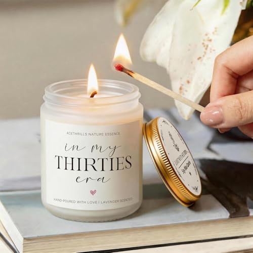AceThrills 7oz Lavender Scented Candle for 30th Birthday Celebrations - 'In My Thirties Era' Gift for Women & Men