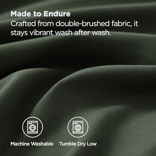 Bedsure Standard Pillowcases Set of 2 - Olive Green Microfiber Envelope