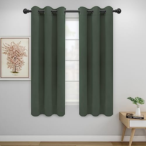 Easy-Going Greyish Green Thermal Grommet Blackout Curtains, 2 Panels 34x63