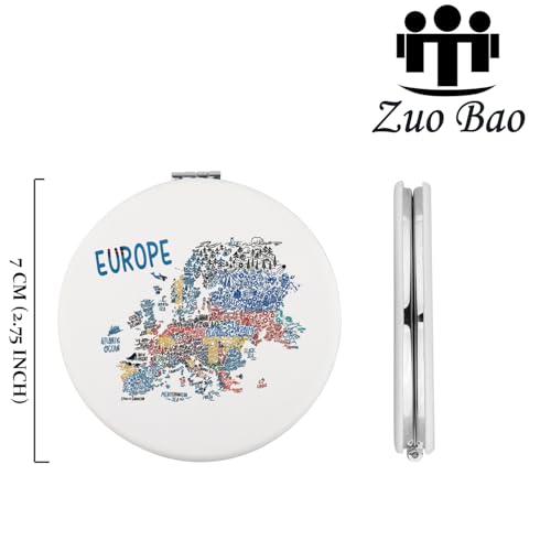 Europe Map Travel Compact Makeup Mirror Double-Sided Pocket Mirror