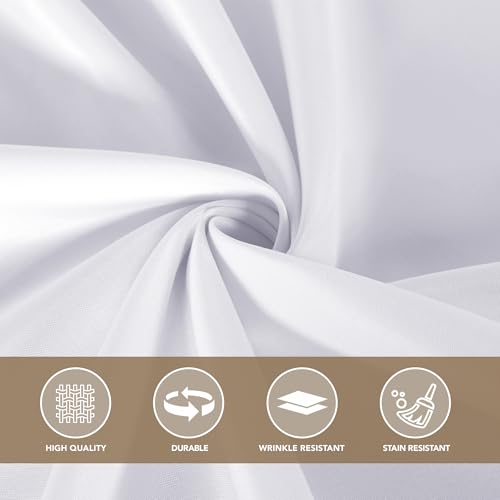 Sancua 54x54 Inch Square Polyester Tablecloth - Durable White Fabric