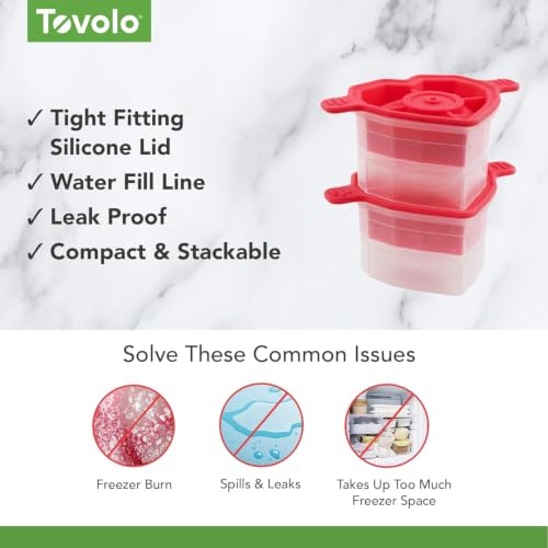 Tovolo Heart Shaped Ice Cube Molds - Set of 2, Large Slow Melting Cocktail Ice
