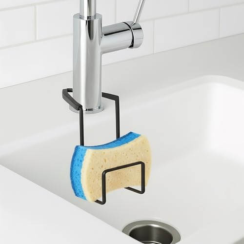 Large Black Kitchen Sink Sponge Holder - Space-Saving Organizer