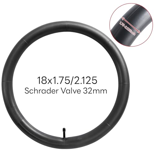 18x1.75/1.95/2.0/2.10/2.125 AV32mm Inch Bike Tube, 18" Replacement Bicycle Tube (Single), Reliable 18 x 1.75-2.125 Bike Inner Tube Schrader Valve for City/Road/Kids/Mountain Cycling Scenarios
