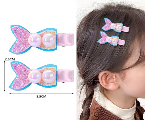SICOPEE Glitter Hair Clips for Girls - 3 Pairs Sparkle Seashell and Cloud Hair Pins