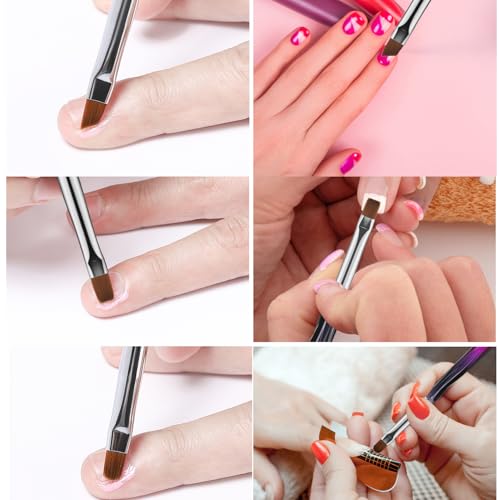Gemsanva 6Pcs Nail Art Brush Set - Cuticle Clean Up & Gel Painting Tools