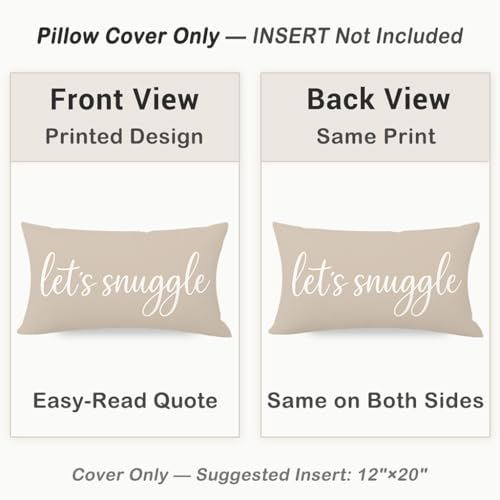 Beige Lumbar Pillow Cover 12x20 Inch - Let’s Snuggle Design