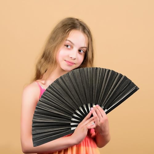 Large Folding Hand Fan for Rave & Festivals - 24" Open