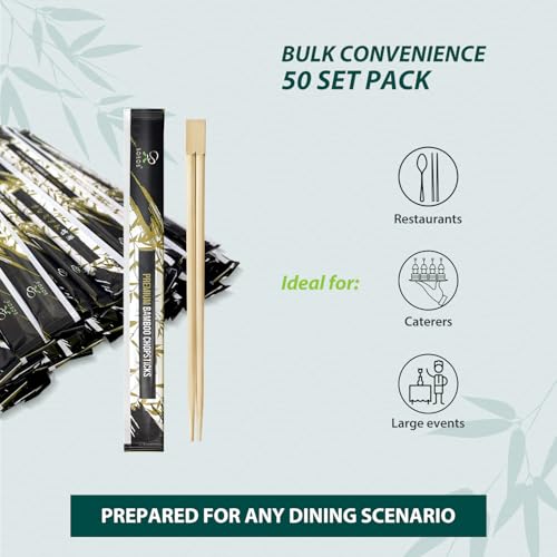 Soeos 9 Inch Premium Disposable Bamboo Chopsticks - 500 Sets