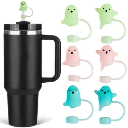 Halloween Luminous Silicone Straw Covers for Stanley Cups - 6 Pcs
