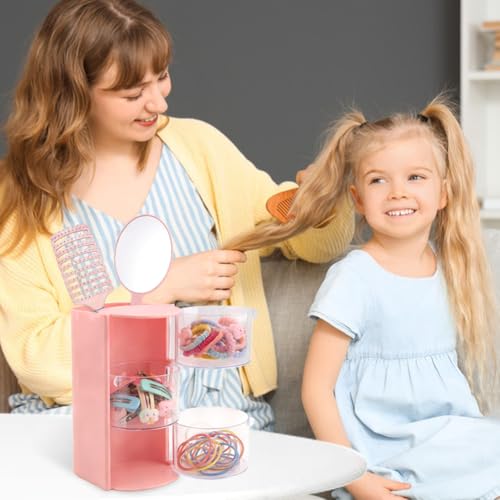 3-Layer Rotatable Hair Accessories Organizer - Pink Hair Brush Holder
