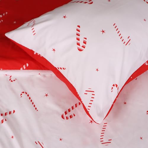 Christmas Duvet Cover Set Twin Size Microfiber Bedding with Zipper - Festive Print