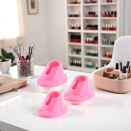 3Pcs Pink Soft Rubber Nail Polish Bottle Holder Anti-Spill Stand