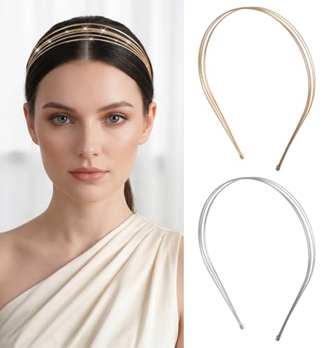 Metal Headbands 2-Pack - Thin Wire Minimalist Hair Accessories