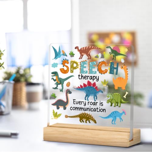 Funny Speech Therapy Gifts Dinosaur Acrylic Desk Sign - Speech Therapy Gift - Variation 05