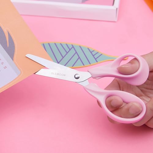 SLEMOON 5 Inch Kids Safety Scissors 3-Pack, Blunt Tip Stainless Steel
