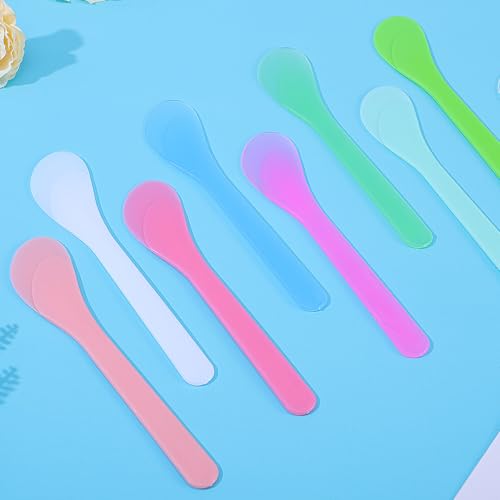Skrfren 10-Pack 5-Inch Plastic Makeup Spoons Reusable Cosmetic Spatulas for Face Masks and Skincare