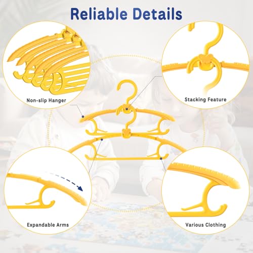 Adjustable Kids Hangers (10 Pack) - Non-Slip Plastic for Toddlers