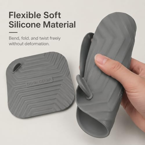Gray Silicone Drain Stoppers - 2pcs Easy Clean Shower Covers