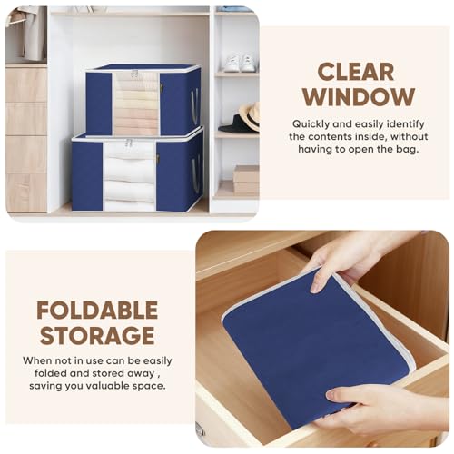 BALEINE 2-Pack 24 Gallon Clothes Storage Bags with Clear Window