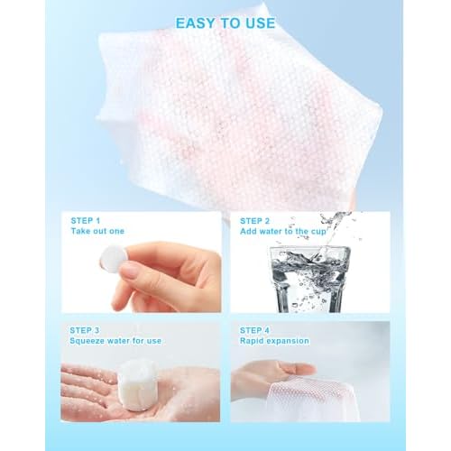 100 PCS Compressed Towels Disposable Washcloths Compressed Towel tablets Portable Compressed paper Towels Thicken the Towel Suitable for Outdoor Camping at home