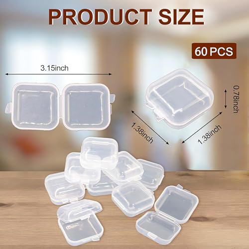 60PCS Mini Clear Plastic Jewelry Box Earring Storage Container NEETUE