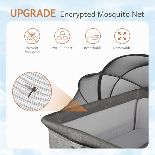 BEBONO Black Bassinet Mosquito Net Cover with Storage Bag - M Size