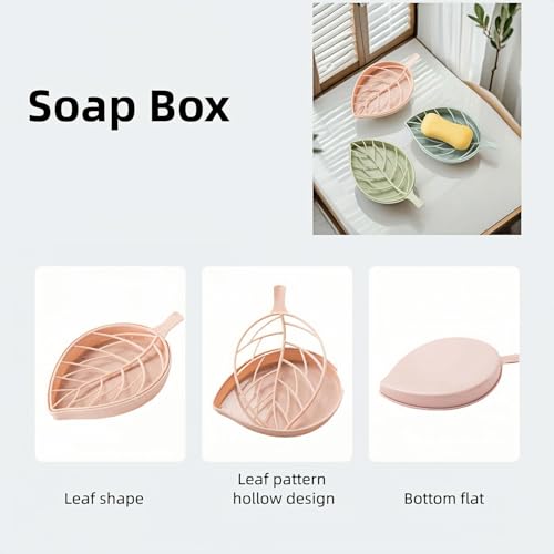 Leaf-Shaped Soap Dish Set - 2-Tier Wall-Mounted Organizer