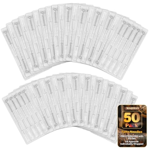 MAQIHAN Disposable Tattoo Needles Set 50PCS Mixed Sizes