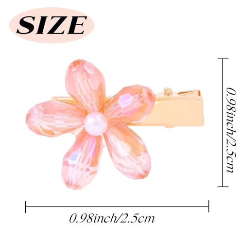 Campsis 8PCS Small Flower Hair Claws Pearl Crystal Mini Barrettes