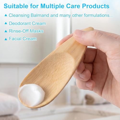 Lekgavd 2 Pcs Bamboo Deodorant Cream Applicators and Makeup Spatulas