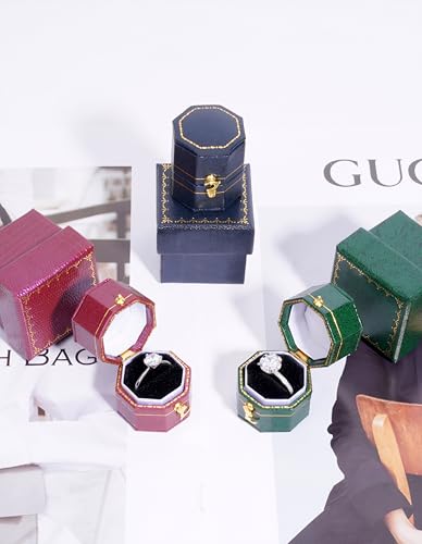 Omeet Green Mini Ring Box for Proposal & Wedding - Eco-Friendly, Vintage Style