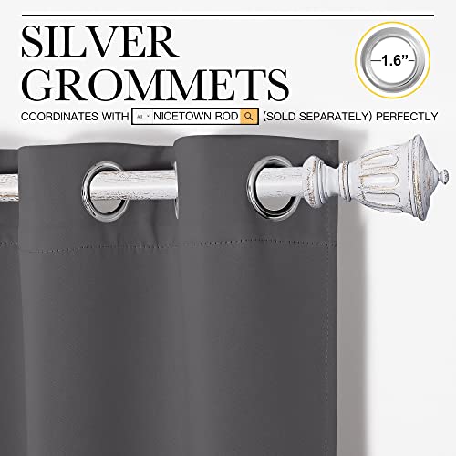 NICETOWN Grey Blackout Curtain Panels - Thermal Insulated Drapes (42" x 40")