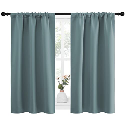 NICETOWN Greyish Blue Blackout Curtains - 34"W x 45"L (Pack of 2)