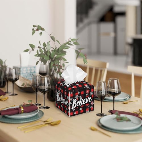 Stylish Leather Tissue Box Cover - 5.2" Square Holder