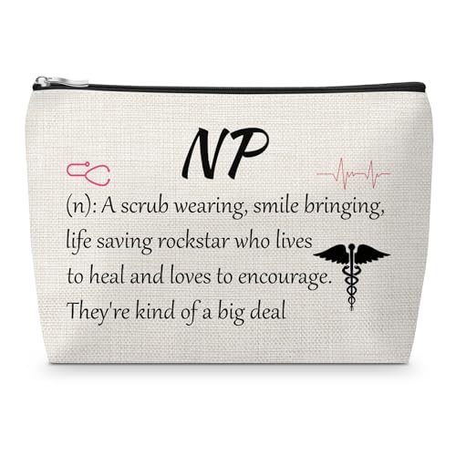 Nurse Practitioner Makeup Bag Linen Cosmetic Pouch Gift