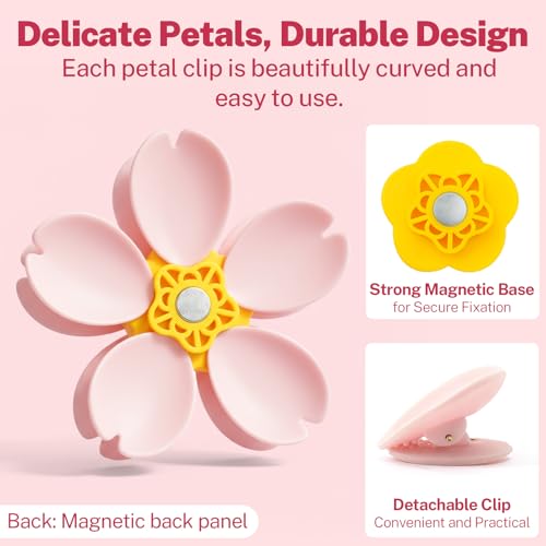 Pink Cherry Blossom Magnetic Bag Clips Set - 4 Pieces